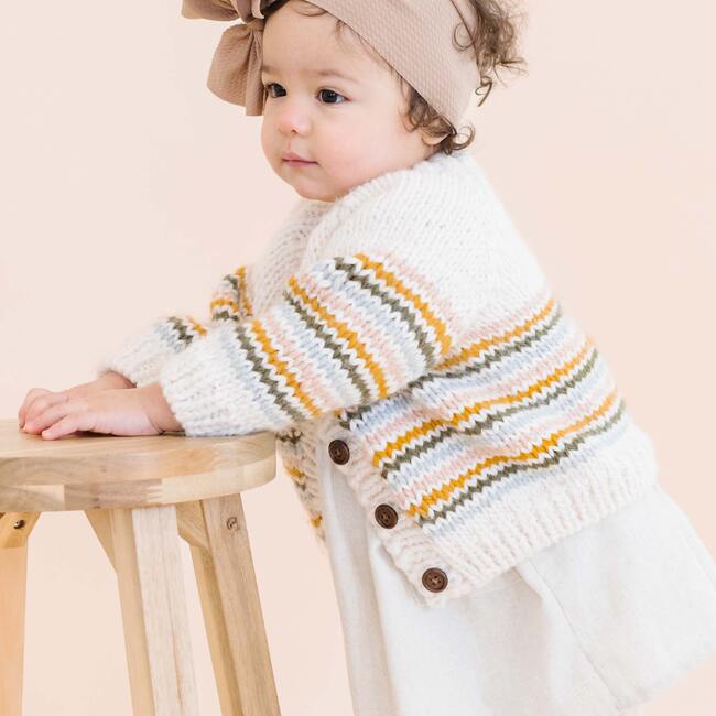 Rainbow Stripe Cardigan, Pastel - Cardigans - 2