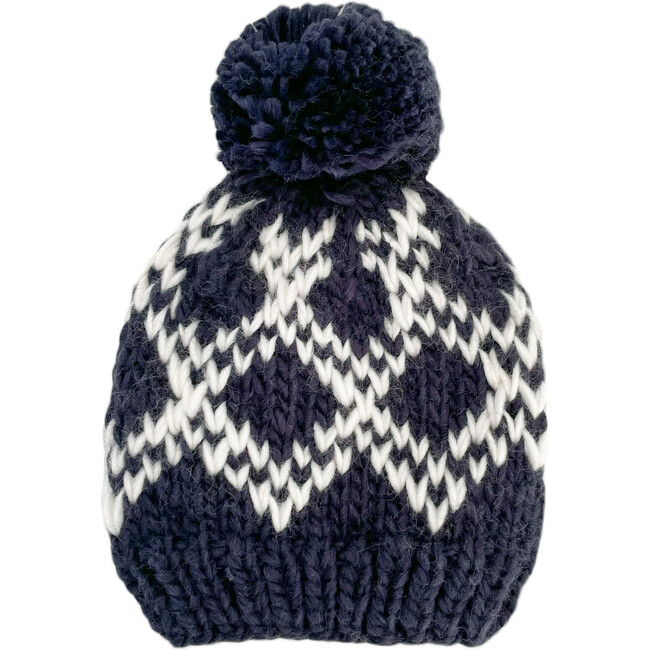 Diamond Faire Isle Hat, Navy