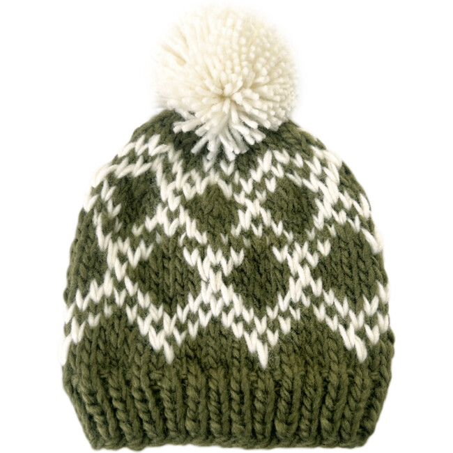 Diamond Faire Isle Hat, Olive - Hats - 1