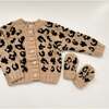 Cheetah Print Knit Mittens, Latte & Black - Mitts - 3 - thumbnail