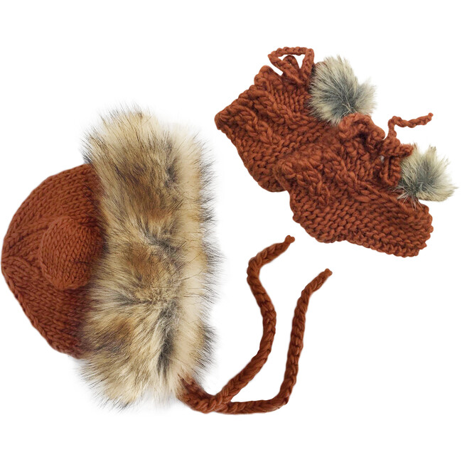 Lion Hat and Booties Set, Cinnamon