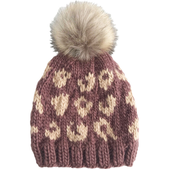 Cheetah Hat, Mauve/Latte
