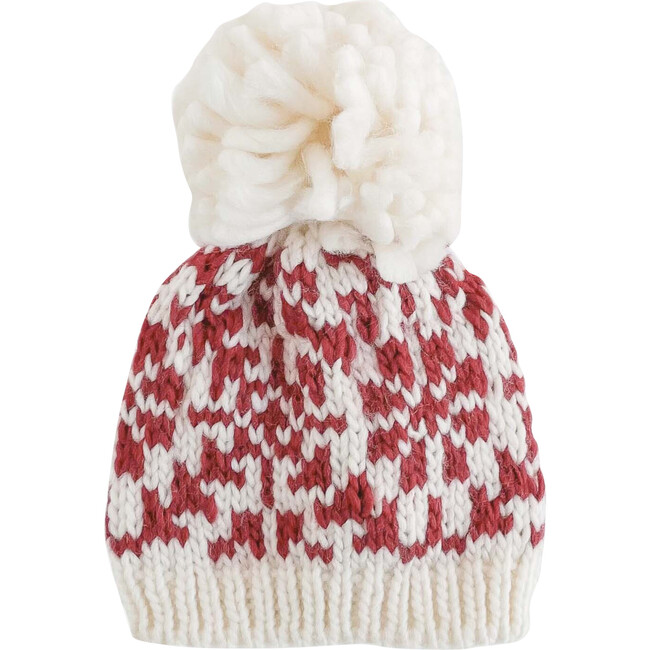 Snowfall Hat, Red and Cream