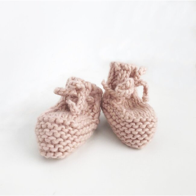 Classic Newborn Booties, Blush - Booties - 2