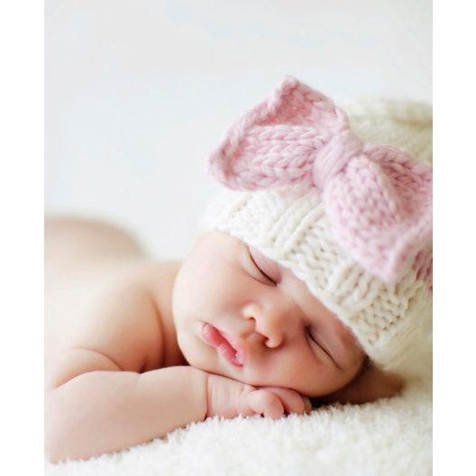 Sabrina Bow, Cream with Pink - Hats - 2