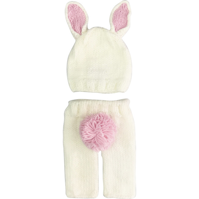 Bailey Bunny Newborn Set, White and Pink - Hats - 1