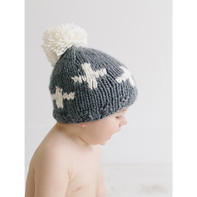 Miko Swiss Cross Knit Hat, Gray & Cream - Hats - 3