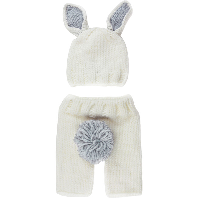 Bailey Bunny Newborn Set, White & Grey - Hats - 1