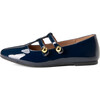 Lory Glossy Knotted Double Straps Mary Jane Shoes, Navy - Mary Janes - 1 - thumbnail