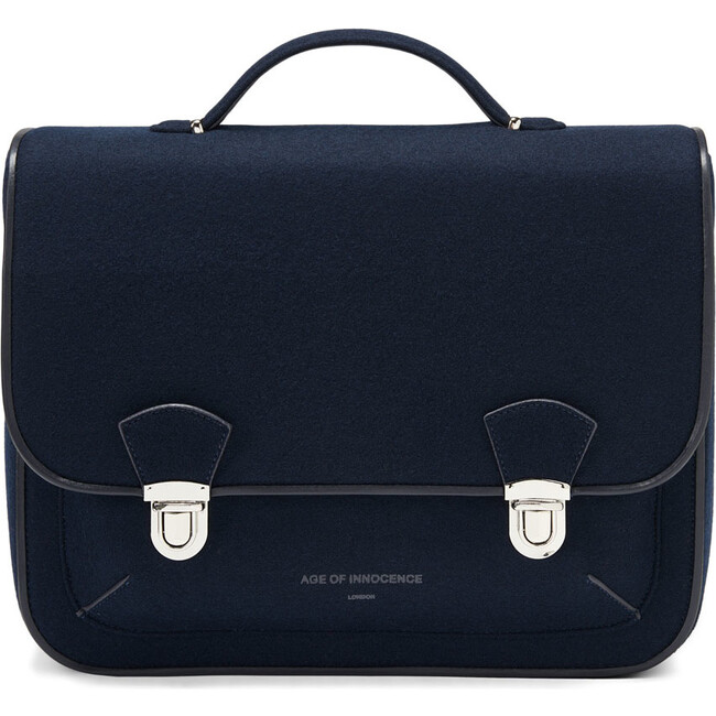 Boston Wool School Bag, Navy