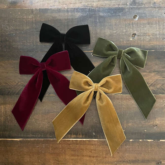 Big Velvet Bow, Burgundy - Hair Accessories - 2