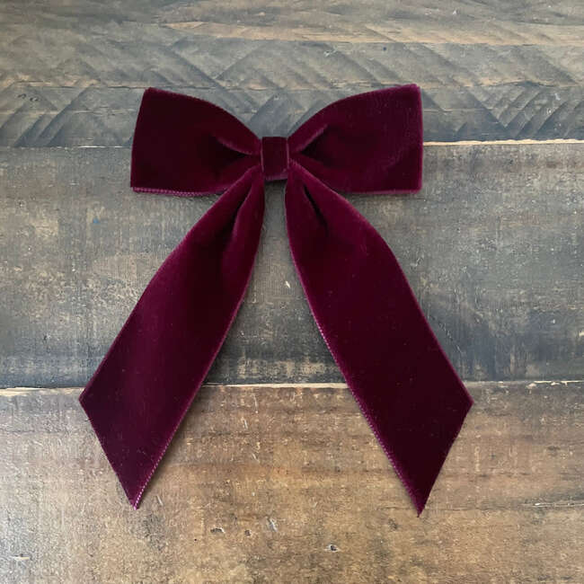 Big Velvet Bow, Burgundy - Hair Accessories - 3