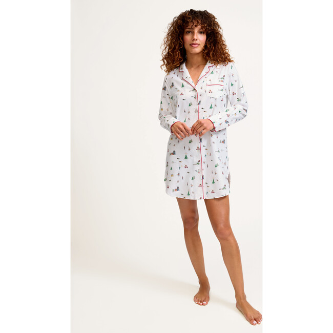 Women's Twill Nightshirt in Holiday Town - Pajamas - 2