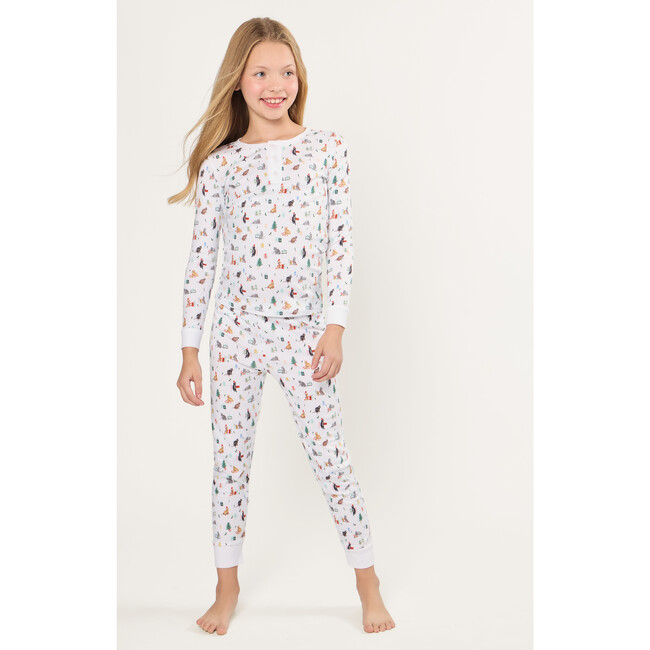 Kids Pima Snug Fit Pajama in Merry Meow - Pajamas - 2