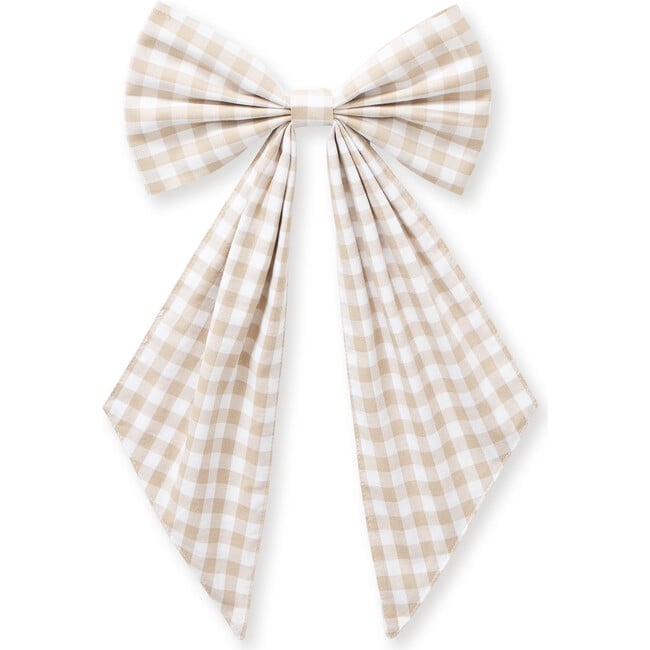 Camel Gingham Wreath Bow