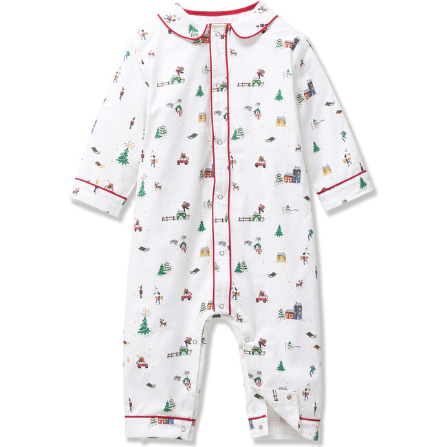 Baby's Twill Cambridge Romper in Holiday Town