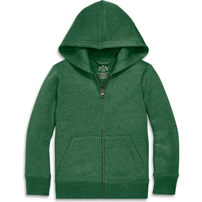 Cozy Fleece Zip Hoodie, Heather Evergreen