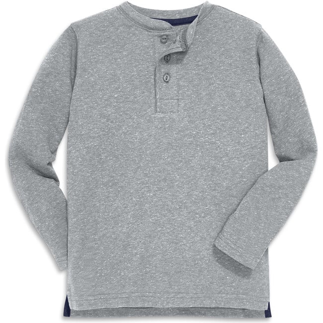 Heathered Long Sleeve Henley, Heather Gray