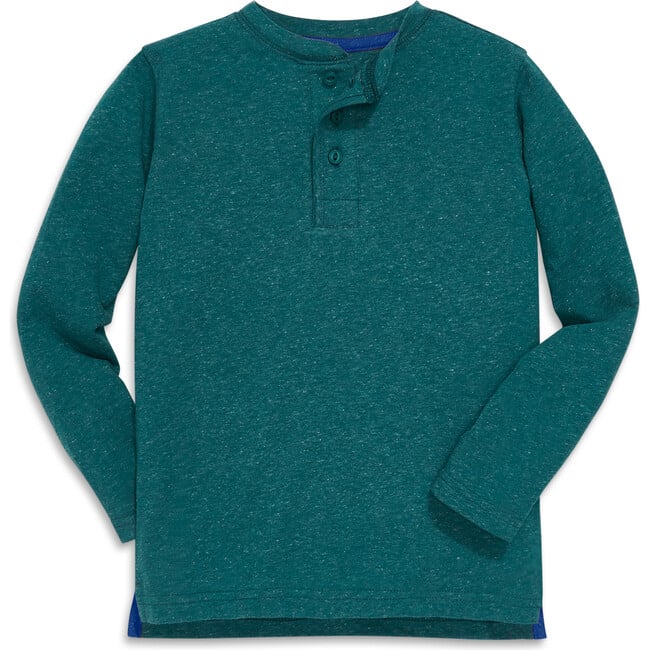 Heathered Long Sleeve Henley, Spruce
