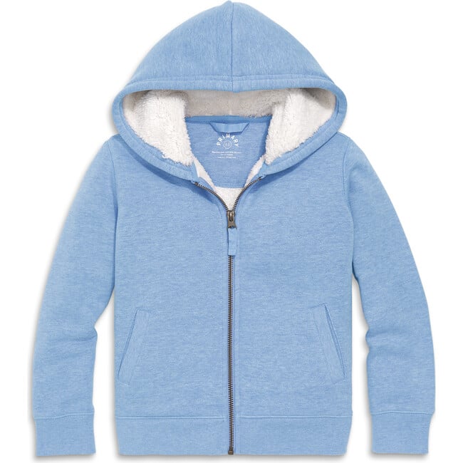 Teddy Fleece-Lined Zip Hoodie, Heather Vintage Blue