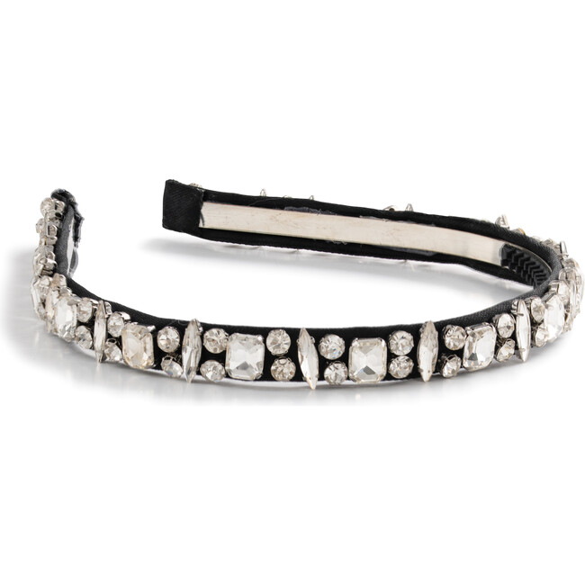 Rock Candy Rhinestone Embellished Satin Headband, Black