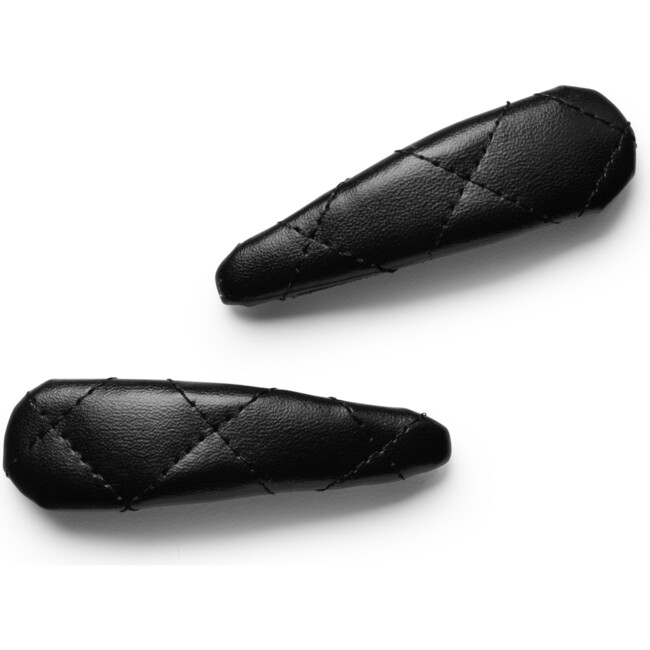 Ella Quilted Leather Double Clip Set, Black