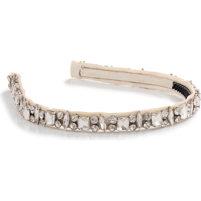 Rock Candy Rhinestone Embellished Satin Headband, Ivory
