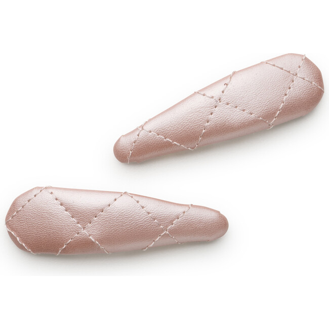 Ella Quilted Leather Double Clip Set, Rose Shimmer
