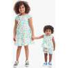 Kids Swing Dress In Bright Backyard, White Backyard Print - Dresses - 4