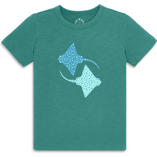 Kids Stingray Tee, Sunwashed Teal Sting Ray