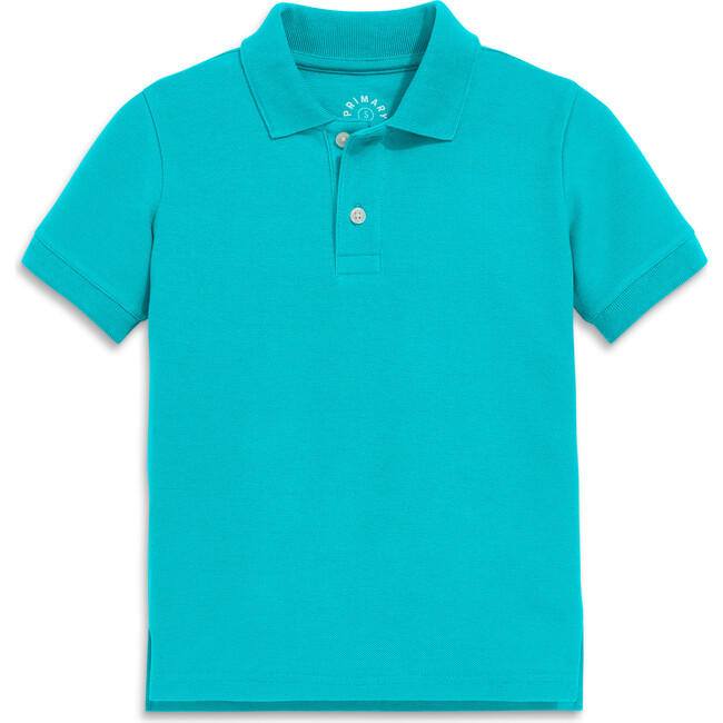 Kids Short Sleeve Pique Polo, Peacock - Polo Shirts - 1