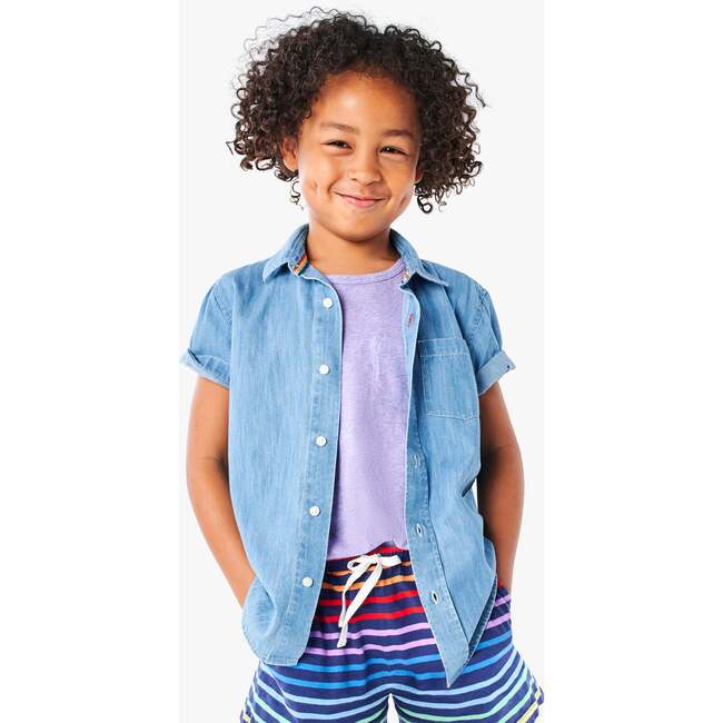 Kids Short Sleeve Chambray Button Down, Chambray