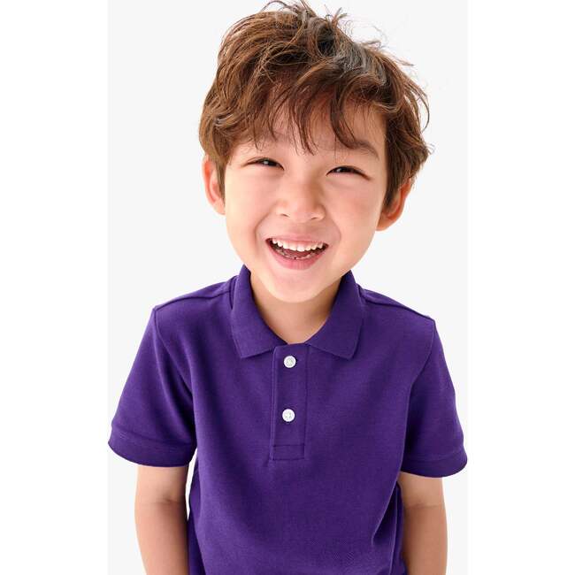 Kids Short Sleeve Pique Polo, Grape - Polo Shirts - 3