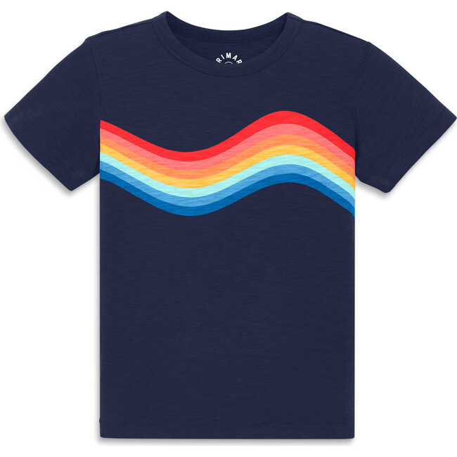 Kids Rainbow Wave Tee, Sunwashed Navy