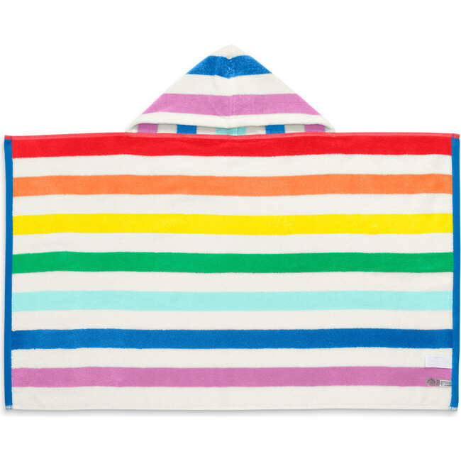 Kids Rainbow Stripe Hoodie Towel, White Rainbow Stripe