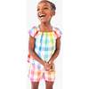 Kids Picnic Top In Rainbow Gingham, White Rainbow Check - Shirts - 3