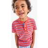 Kids Heathered Henley Tee In Stripe, Poppy Blueberry Stripe - T-Shirts - 2