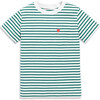 Kids Embroidered Pocket Tee In Stripe, Sunwashed Teal White Stripe - T-Shirts - 1 - thumbnail