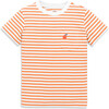 Kids Embroidered Pocket Tee In Stripe, Cantaloupe White Stripes - T-Shirts - 1 - thumbnail