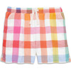 Kids Beach Short In Rainbow Gingham, White Rainbow Check - Shorts - 1 - thumbnail