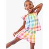 Kids Beach Short In Rainbow Gingham, White Rainbow Check - Shorts - 2 - thumbnail