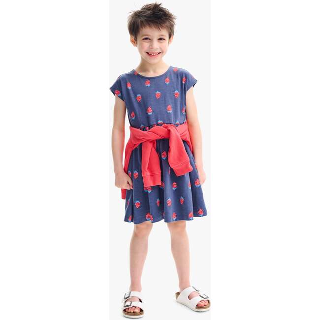 Kids Backyard Dress In Strawberry Fields, Sunwashed Navy Strawberries - Dresses - 2