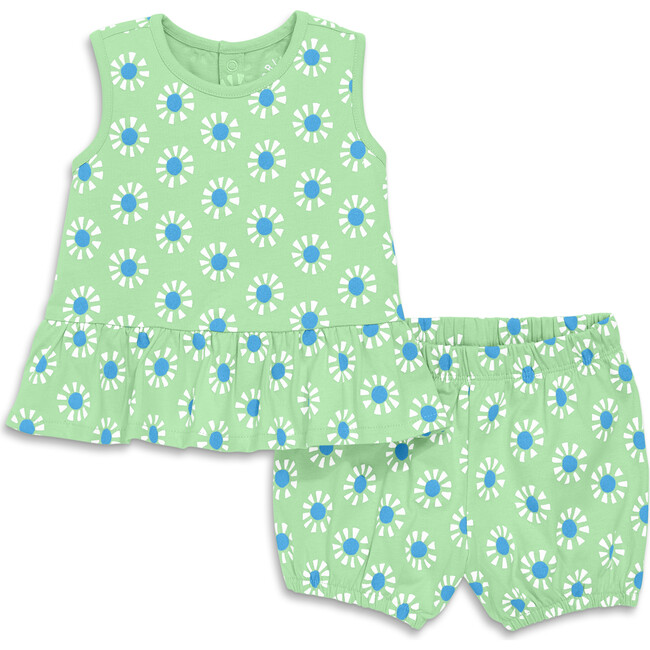 Baby Tank & Bubble Short Set In Cutout Suns, Pear Cornflower Cutout Suns - Mixed Apparel Set - 1