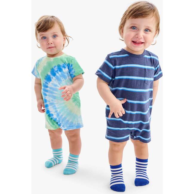 Baby Pocket Shortie In Tie-Dye, Cool Tie Dye Spiral - Rompers - 2