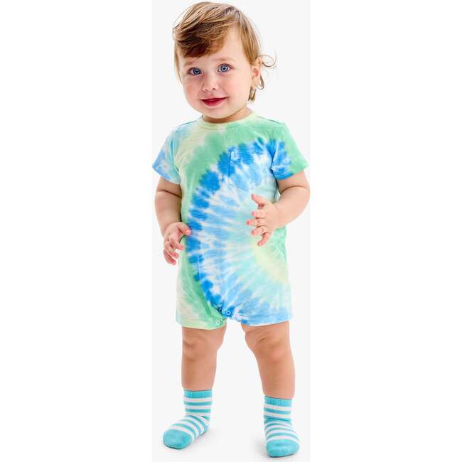 Baby Pocket Shortie In Tie-Dye, Cool Tie Dye Spiral - Rompers - 3