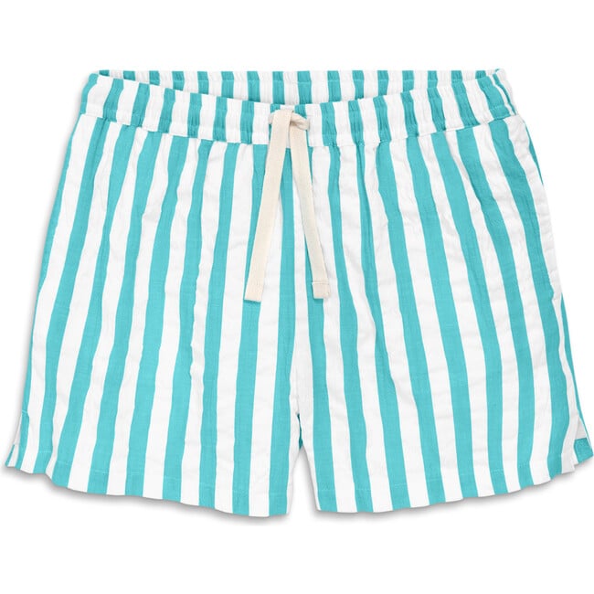 Kids Beach Short In Seersucker Stripe, White Coast Stripe