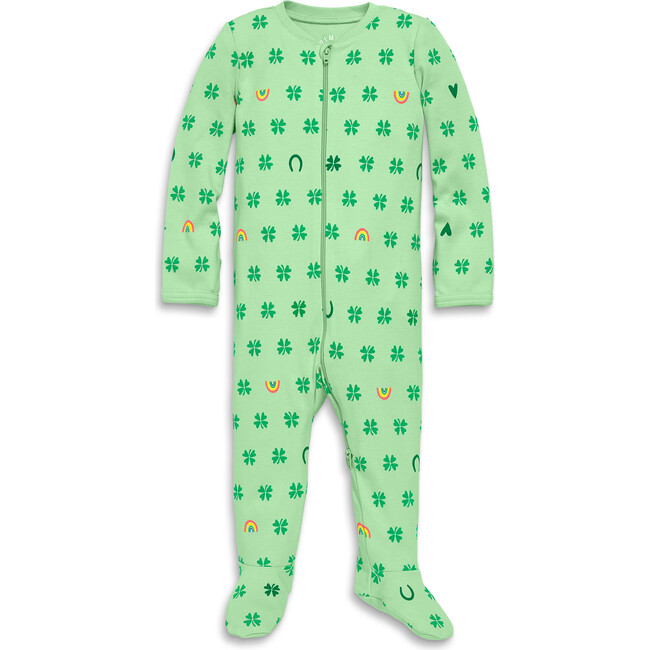 Baby Organic Zip Footie In Good Luck Charms, Pear Good Luck Charms - Footie Pajamas - 1
