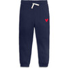 Kids Embroidered Heart Sweatpant, Navy - Sweatpants - 1 - thumbnail