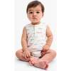 Baby Organic Henley Tank Shortie In Baby Bugs, Ivory Rainbow Caterpillars - Rompers - 2