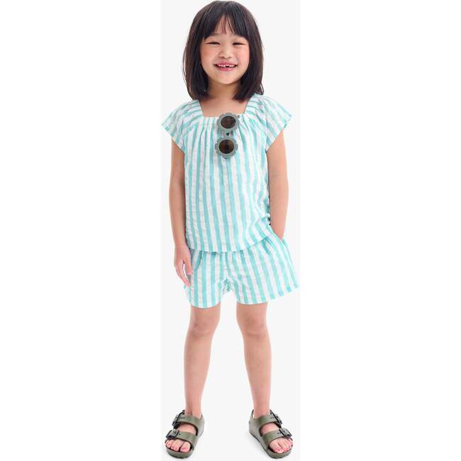 Kids Beach Short In Seersucker Stripe, White Coast Stripe - Shorts - 2